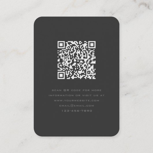 Carte De Visite Votre logo et code QR Modern Dark Grey (Dos)
