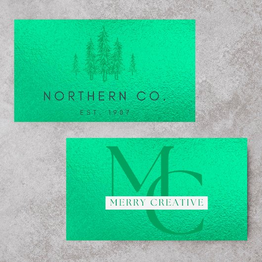 Carte De Visite Votre logo Faux Light Green Foil Modern Business