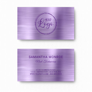 Carte De Visite Votre logo Faux Light Purple Ombre Foil