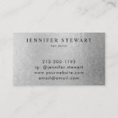 Carte De Visite Votre logo Faux Silver Grey Foil Entreprise modern (Dos)