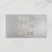 Carte De Visite Votre logo Faux Silver Grey Foil Entreprise modern (Devant)