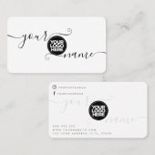 Carte De Visite Votre logo personnalisé Élégant et Simple Script (Devant / Derrière)