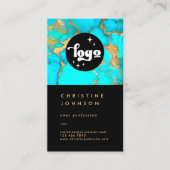 Carte De Visite votre logo pierre turquoise sur noir (Devant)