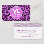 Carte De Visite Votre logo Purple Empreinte de léopard Rockabilly  (Devant / Derrière)