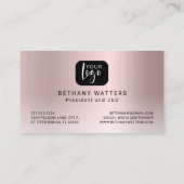 Carte De Visite Votre Logo Rose Gold Blush Metallic Chic Modern (Dos)
