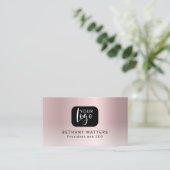 Carte De Visite Votre Logo Rose Gold Blush Metallic Chic Modern (Debout devant)