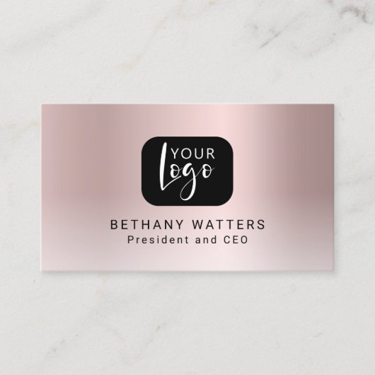 Carte De Visite Votre Logo Rose Gold Blush Metallic Chic Modern (Devant)