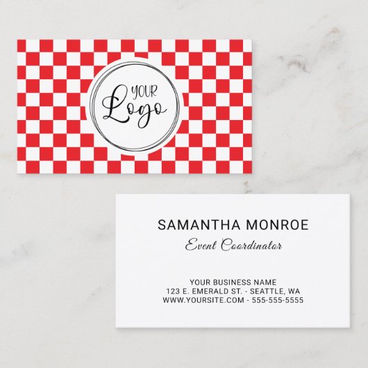 Carte De Visite Votre logo rouge et blanc (Devant / Derrière)