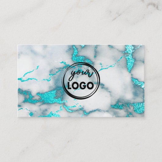 Carte De Visite votre logo turquoise marbre arrière - plan (Devant)