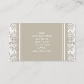 Carte De Visite Votre Monogramme, Damas Beige Modèle 2 (Dos)