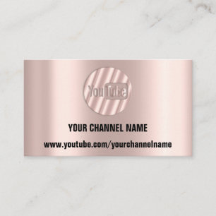 CARTE DE VISITE VOTRE NOM DE CANAL YOUTUBER LOGO QR ROSE STRIPES B