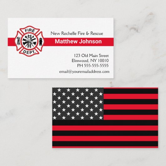 Carte De Visite Votre pompier Pompier Pompier (Devant / Derrière)