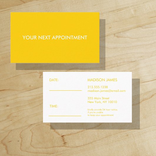 Carte De Visite Votre Prochain Rendez-vous Jaune Doré Clair