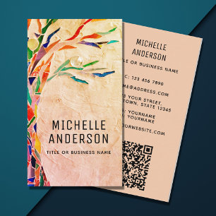 Carte De Visite Votre profession QR Code Terracotta