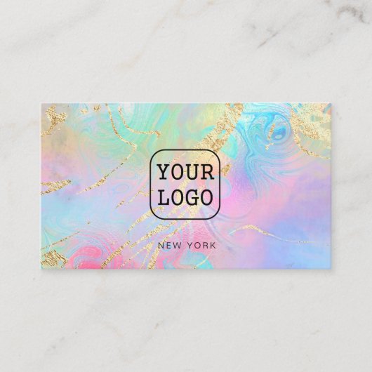 Carte De Visite votre propre logo sur l'effet holographique FAUX (Devant)