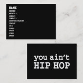 Carte De Visite vous n'êtes pas HIP HOP (Devant / Derrière)