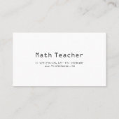 Carte De Visite Vous pouvez compter sur moi professeur de mathémat (Dos)