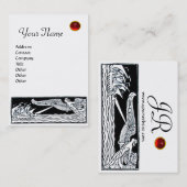 Carte De Visite VOYAGE ANTIQUE, MONOGRAM RUBY, papier perlé (Devant / Derrière)