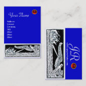 Carte De Visite VOYAGE ANTIQUE, MONOGRAMME RUBY, bleu rouge (Devant / Derrière)