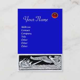 Carte De Visite VOYAGE ANTIQUE, MONOGRAMME RUBY, bleu rouge