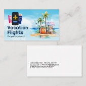 Carte De Visite Voyage vacances été | Vol d'avion de passeport (Devant / Derrière)