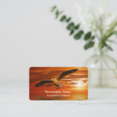 Carte De Visite Voyager une mouette vole au-dessus de l'océan au c (Debout devant)