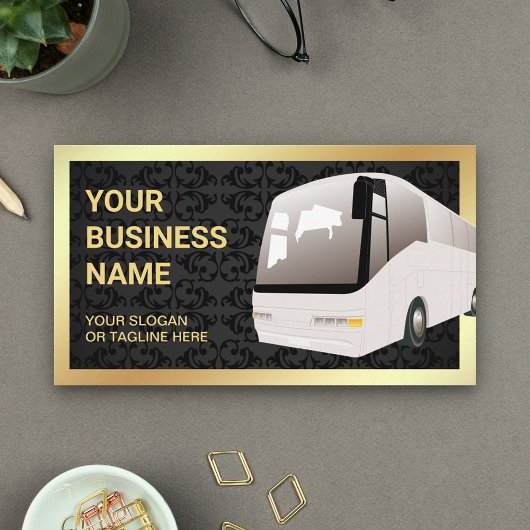Carte De Visite Voyagiste Autobus de Tourisme en Damassé Noir