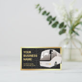 Carte De Visite Voyagiste Autobus de Tourisme en Damassé Noir (Debout devant)