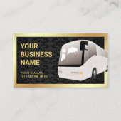 Carte De Visite Voyagiste Autobus de Tourisme en Damassé Noir (Devant)