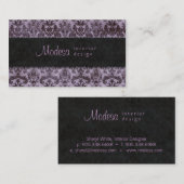 Carte De Visite Vrai agent immobilier élégant de mariage damassé (Devant / Derrière)