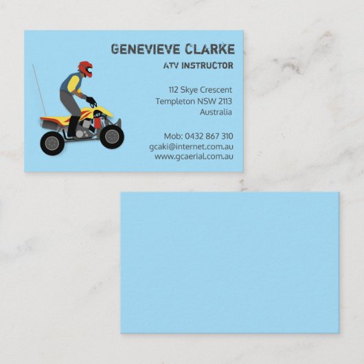 CARTE DE VISITE VTT (Devant / Derrière)