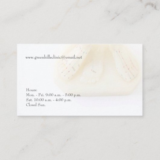 Carte De Visite Vue avant des pieds d'acupuncture (Dos)