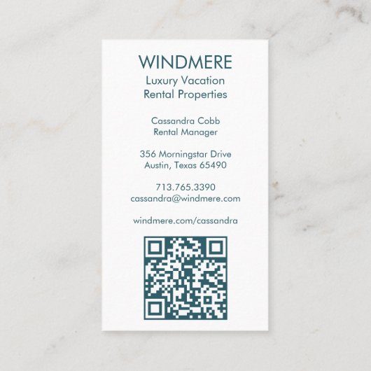 Carte De Visite Vue depuis Balcon Location de vacances Realtor QR (Dos)