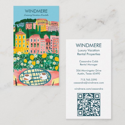Carte De Visite Vue depuis Balcon Location de vacances Realtor QR  (Devant / Derrière)