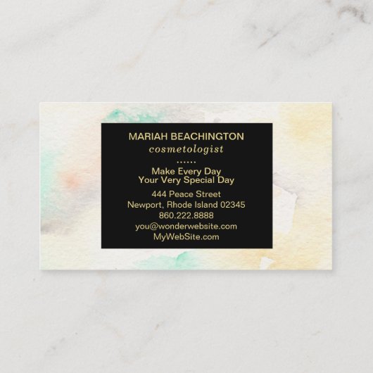 Carte De Visite Vue en pastel abstraite d'or de parties (Dos)