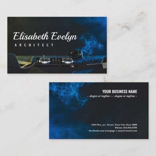 Carte De Visite Vue nocturne du dj mix d'animation (Devant / Derrière)