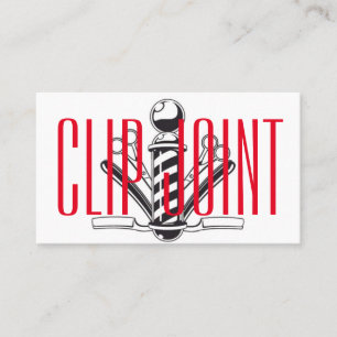 Carte De Visite w/BarberPole rayé rouge et blanc, rasoir droit