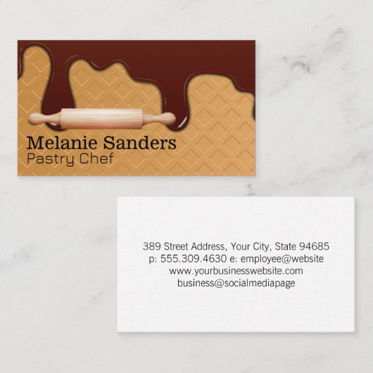 Carte De Visite Wafer et sirop de chocolat | Épingle (Devant / Derrière)