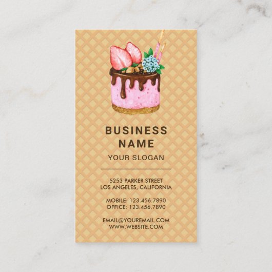 Carte De Visite Waffle Pink Frosting Dristing Chef Pâtisserie (Dos)