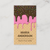 Carte De Visite Waffle Pink Frosting Dristing Chef Pâtisserie (Devant)
