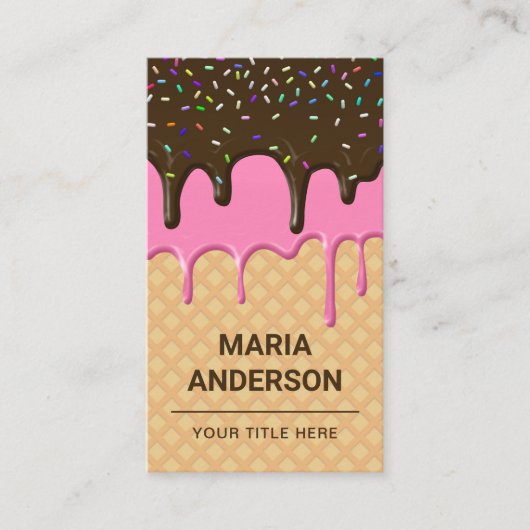 Carte De Visite Waffle Pink Frosting Dristing Chef Pâtisserie (Devant)