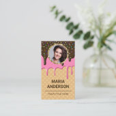 Carte De Visite Waffle Pink Frosting Dristing Pâtisserie Chef Boul (Debout devant)