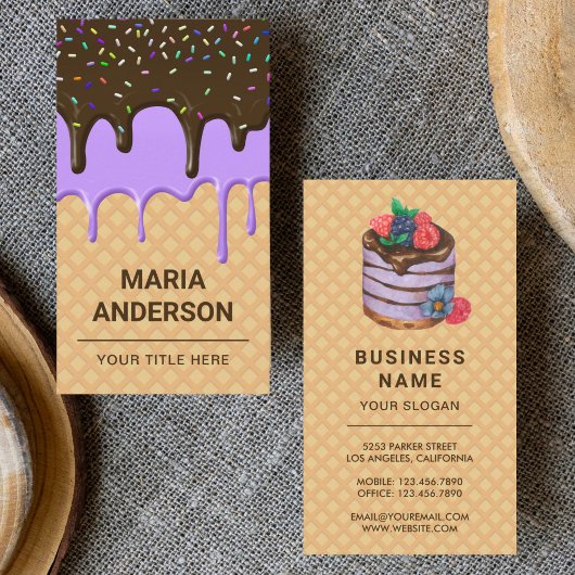 Carte De Visite Waffle Purple Icing Drives Pâtisserie Chef boulang