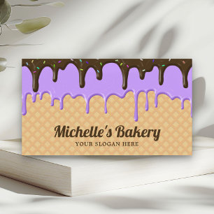 Carte De Visite Waffle Purple Icing Drives Pâtisserie Chef boulang
