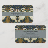 Carte De Visite Walter Crane - Swan, Rush Et Iris Art Nouveau (Devant / Derrière)