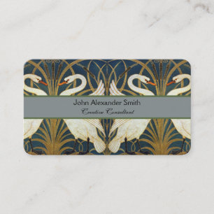 Carte De Visite Walter Crane Vintage Cygne et Iris Art Nouveau