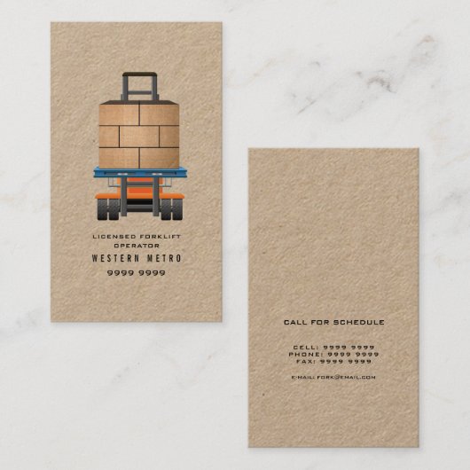 Carte De Visite Warehouse Heavy Lifting Fork Lift Driver Operator (Devant / Derrière)