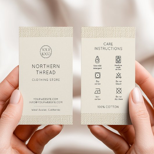 Carte De Visite Washing Care Instructions Logo Clothing