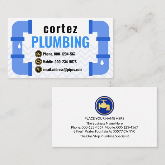 Carte De Visite Water Pipe Frame Leaking Water Plumber (Devant / Derrière)