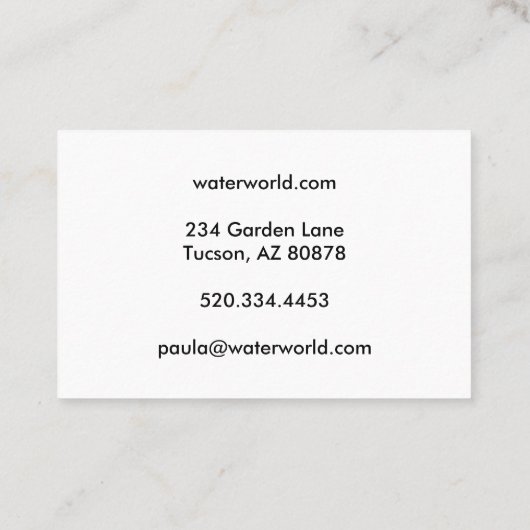 Carte De Visite Water Sparkings Piscine Service Photo Tourisme (Dos)